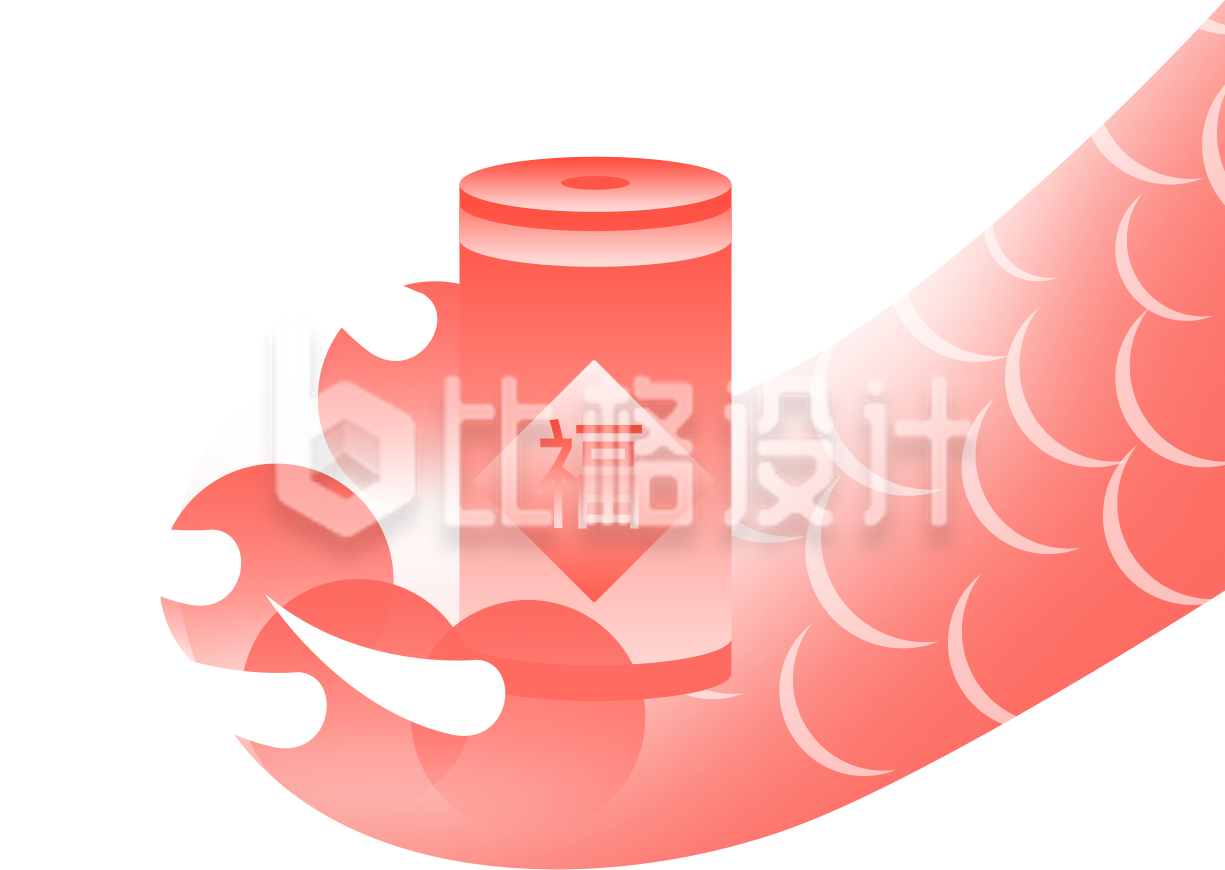 红色龙爪爆竹插画年俗