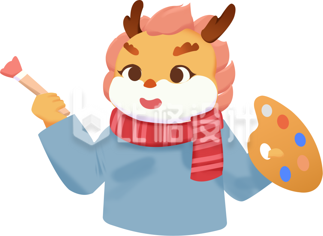 蓝色可爱龙年插画绘画兴趣班