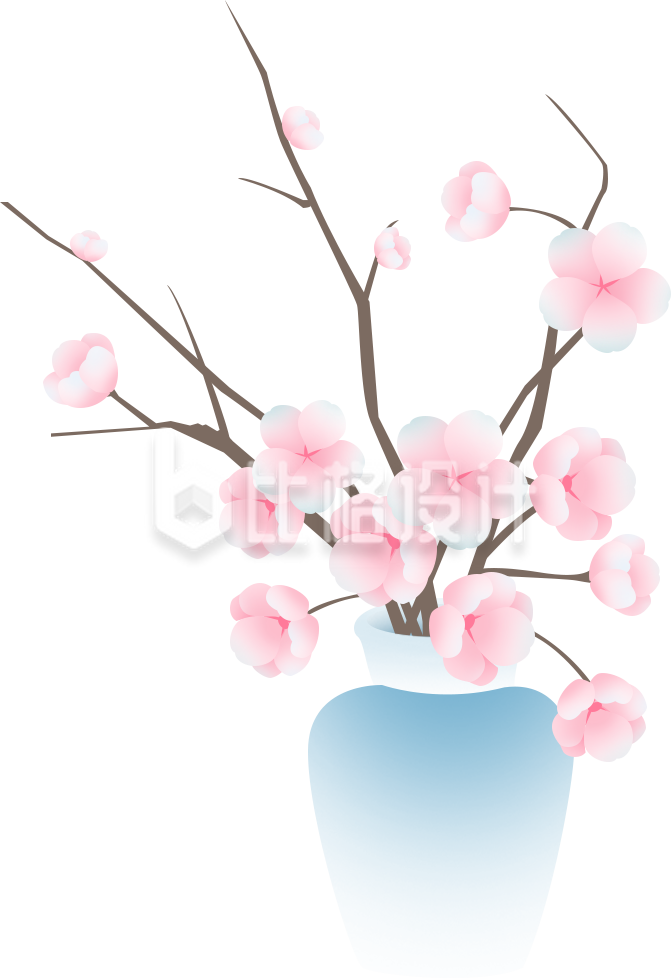 粉色花瓶插画春季春天