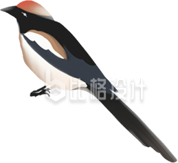 黑色动物麻雀插画春天