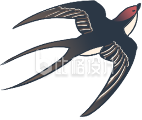 黑色动物燕子插画春天