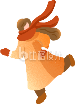 黄色可爱女孩冬季