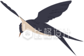 黑色动物燕子插画春天