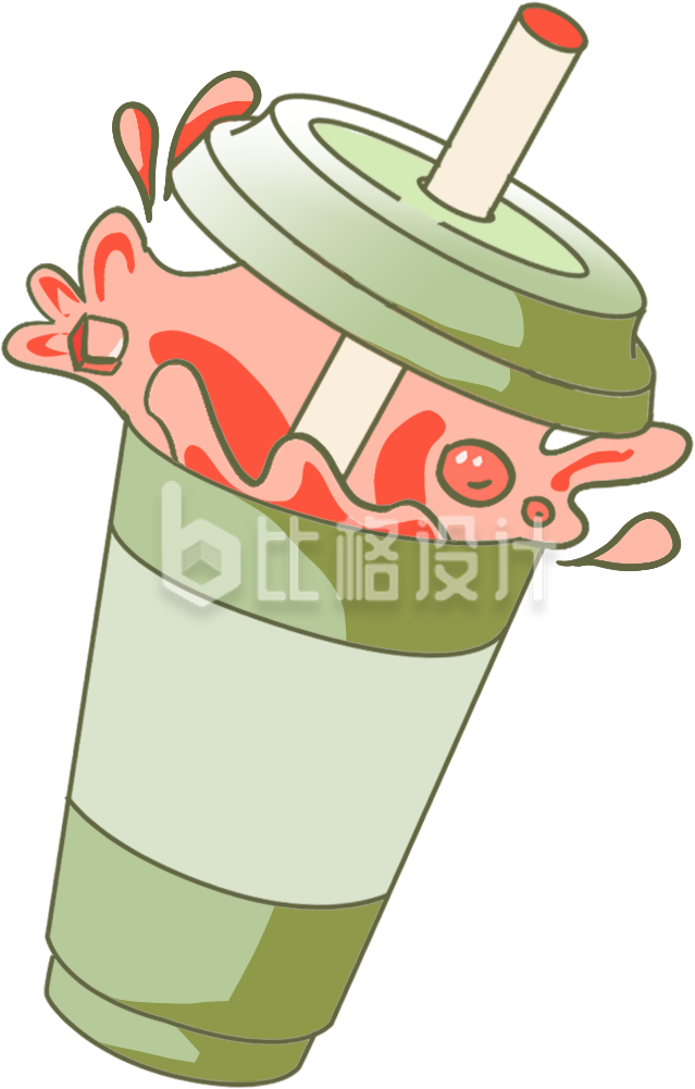 绿色奶茶冬季促销插画