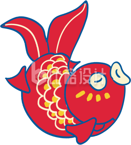红色可爱好运锦鲤插画春节新年 红色可爱好运锦鲤插画春节新年