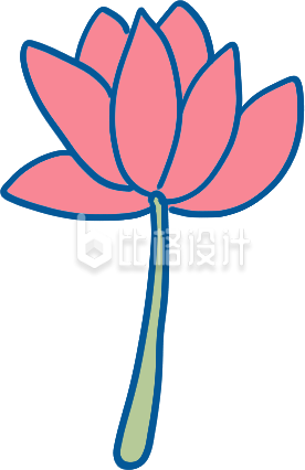 粉色可爱荷花莲花插画夏季好运莲莲