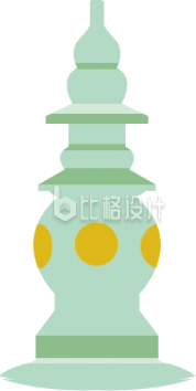 绿色清新传统水塔插画