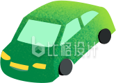 绿色清新新能源汽车插画