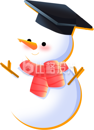 白色可爱雪人插画冬季教育招生