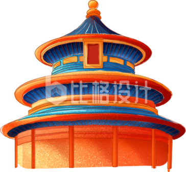 红色建筑天坛插画国庆节春节