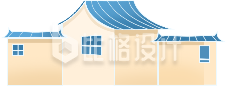 黄色传统房屋建筑插画