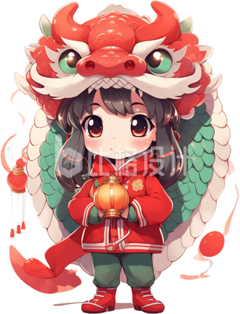 小女孩拜年祝福喜庆龙年手绘 小女孩拜年祝福喜庆龙年手绘