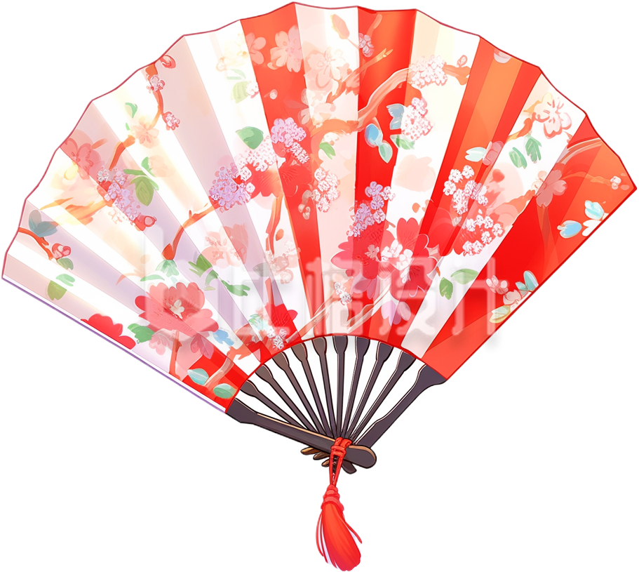 红色喜庆传统扇子春节