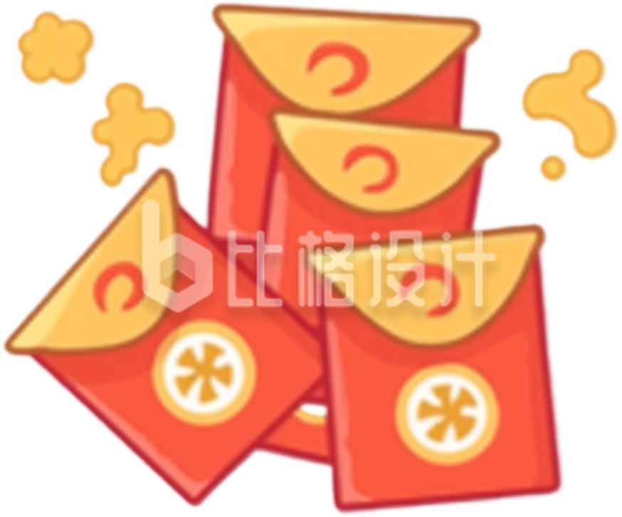 橙色喜庆可爱红包新年春节过年