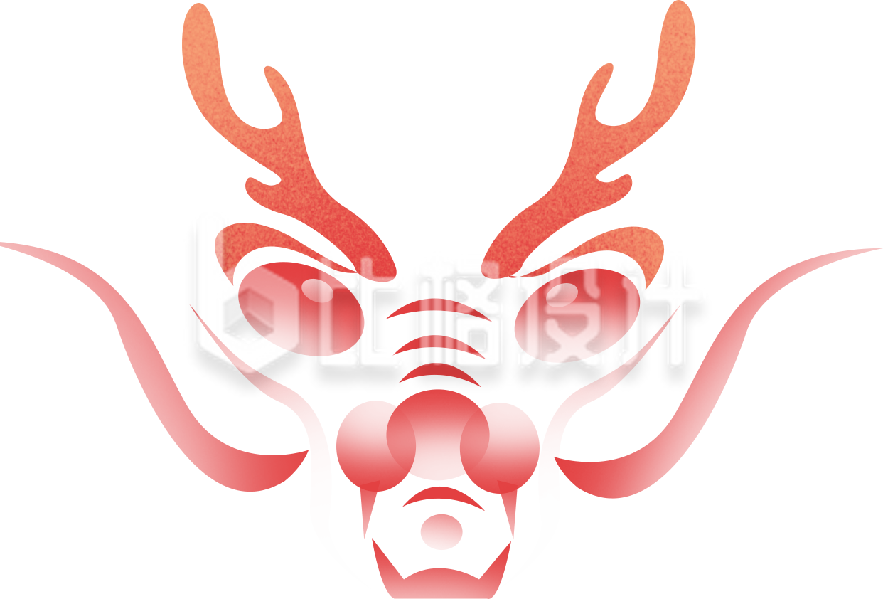 橙色简约风手绘龙头春节新年龙年