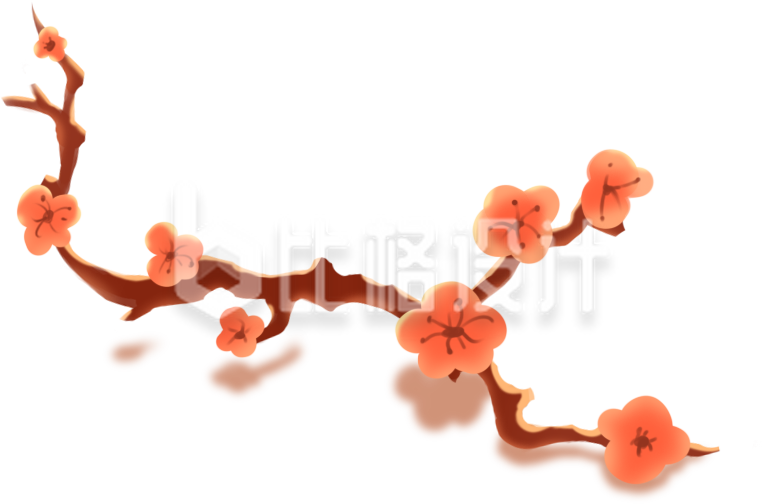 黄色喜庆树枝梅花手绘冬季冬天冬至