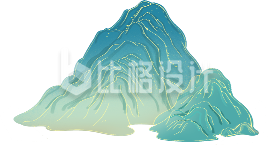 绿色国潮风山脉山峰