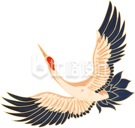 黄色国潮风白鹤插画