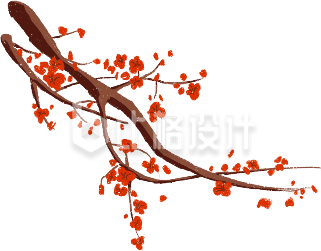红色腊梅树枝冬季冬天