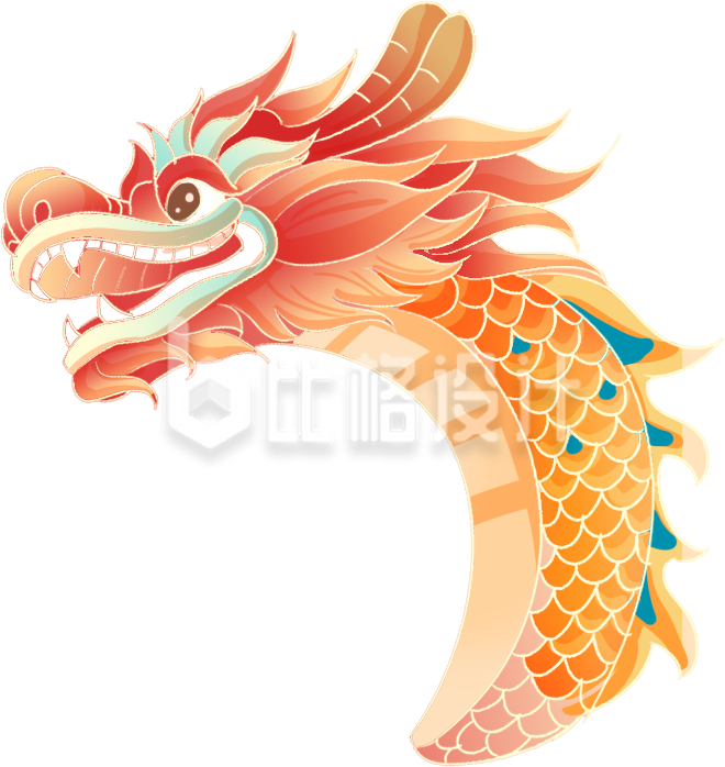 黄色手绘风龙抬头龙年新年插画