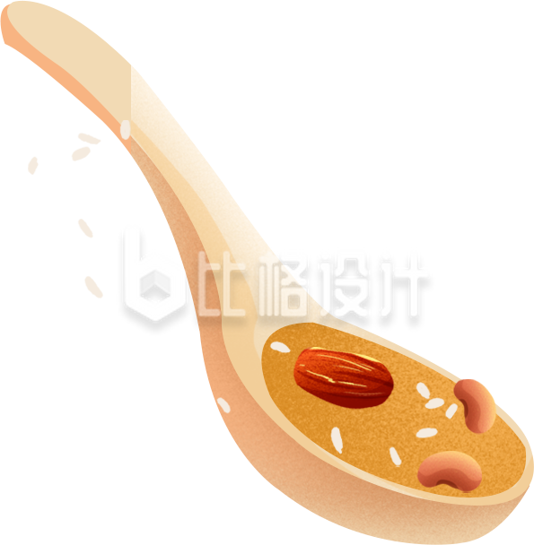 黄色手绘勺子养生八宝粥插画