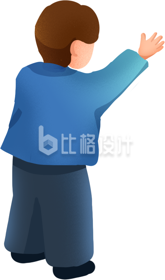蓝色可爱小男孩插画