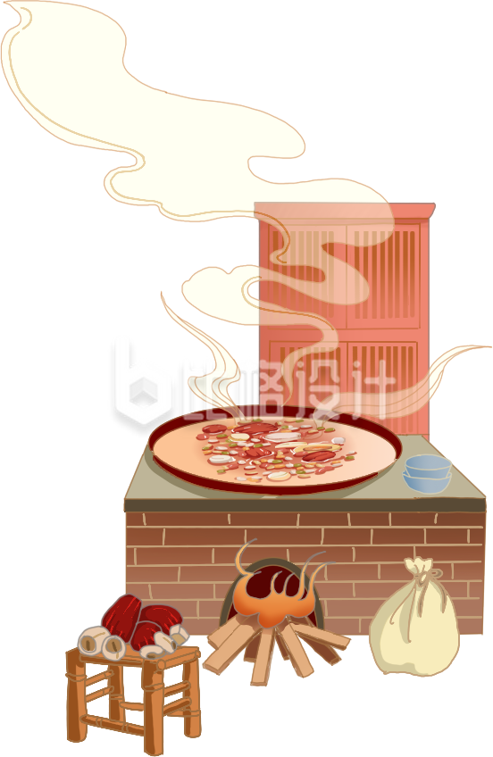腊八节熬粥美食养生插画