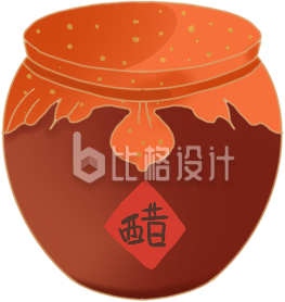 棕色传统醋坛子插画