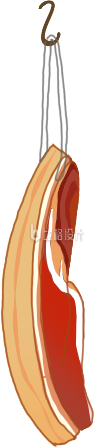 红色地方美食传统腊肉插画 红色地方美食传统腊肉插画