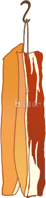 黄色传统美食腊肉插画