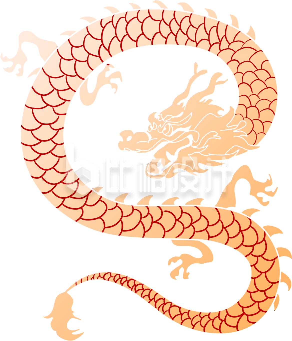 黄色手绘新年春节龙年插画龙