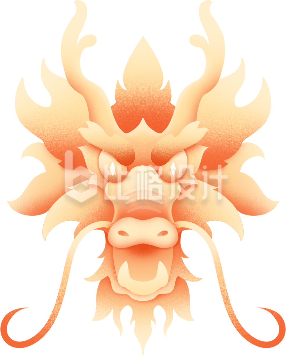 黄色手绘大气龙年龙头插画 黄色手绘大气龙年龙头插画