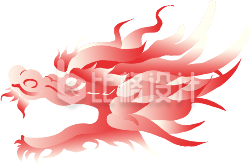 红色喜庆龙年龙头插画