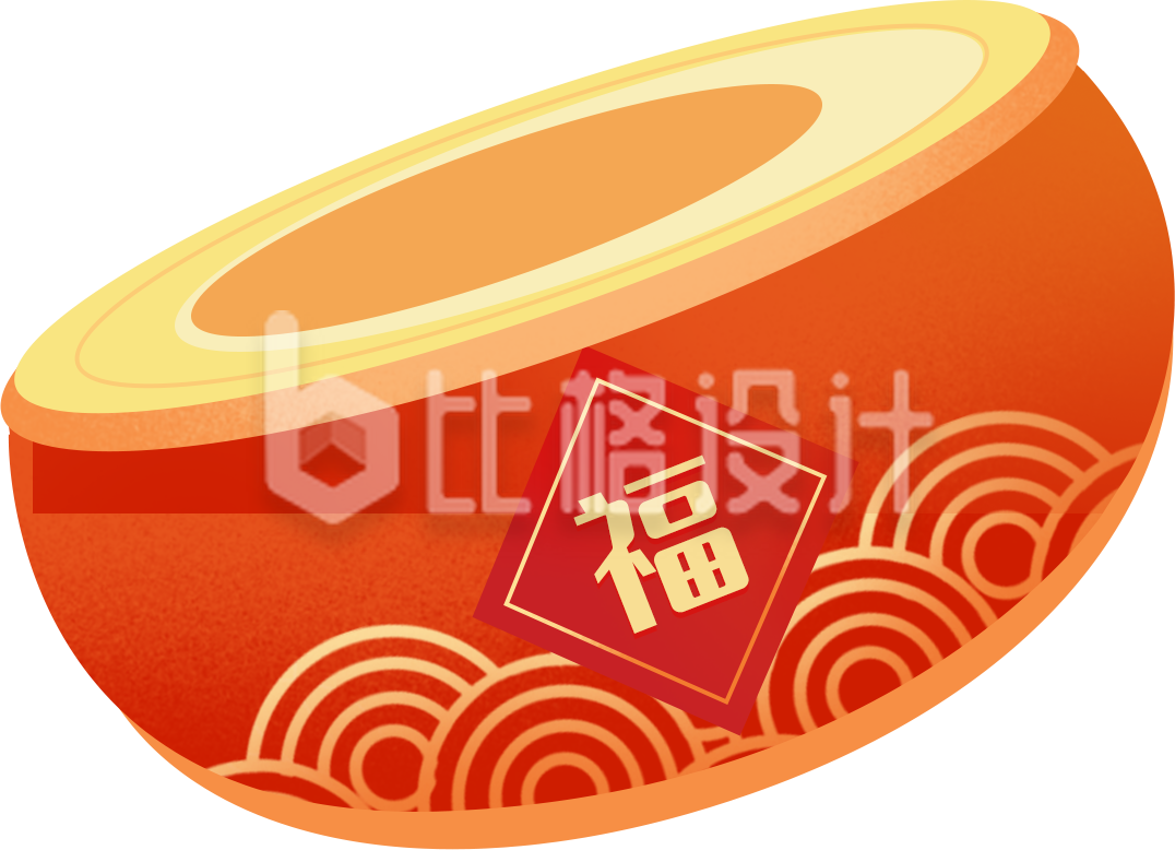 黄色传统习俗鼓插画