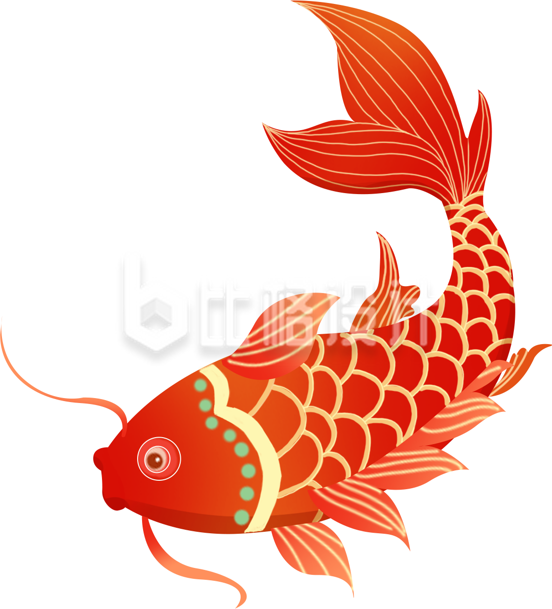 红色喜庆新年锦鲤插画