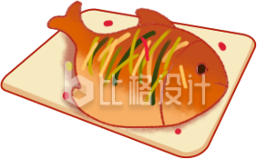 黄色餐饮美食煎鱼插画