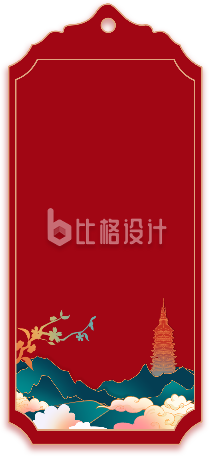 红色喜庆春节国潮风许愿签插画 红色喜庆春节国潮风许愿签插画