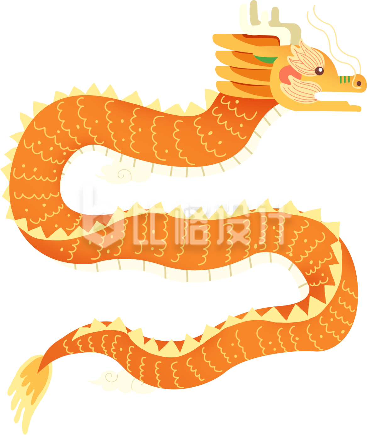 黄色手绘风舞龙习俗年俗