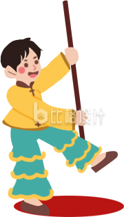 黄色手绘风可爱小男生舞龙年俗新年