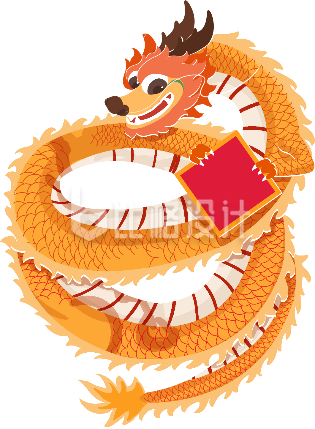 黄色手绘风舞龙生肖龙新年插画 黄色手绘风舞龙生肖龙新年插画