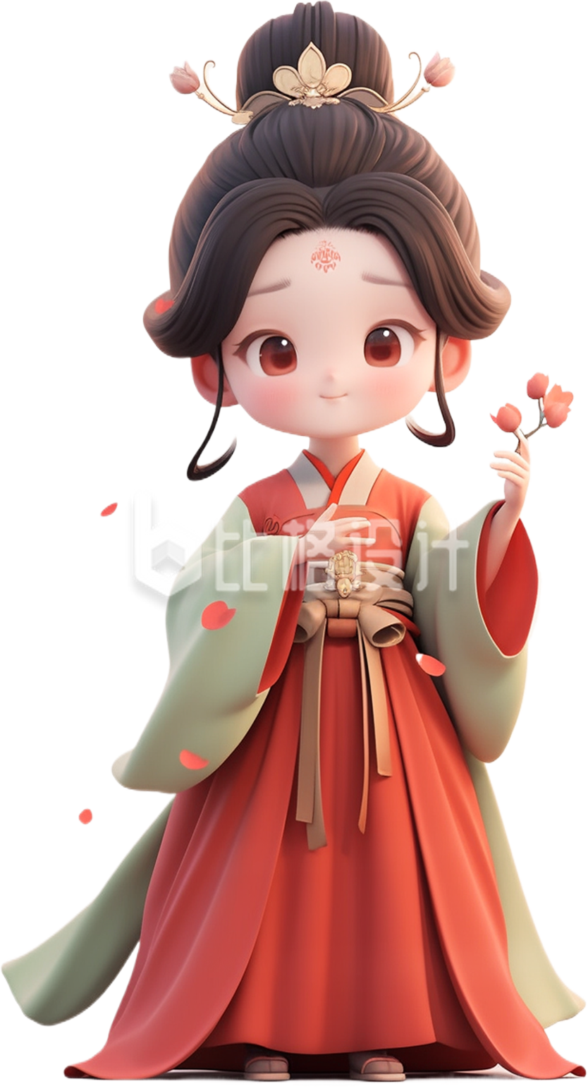 小女孩汉服鲜花