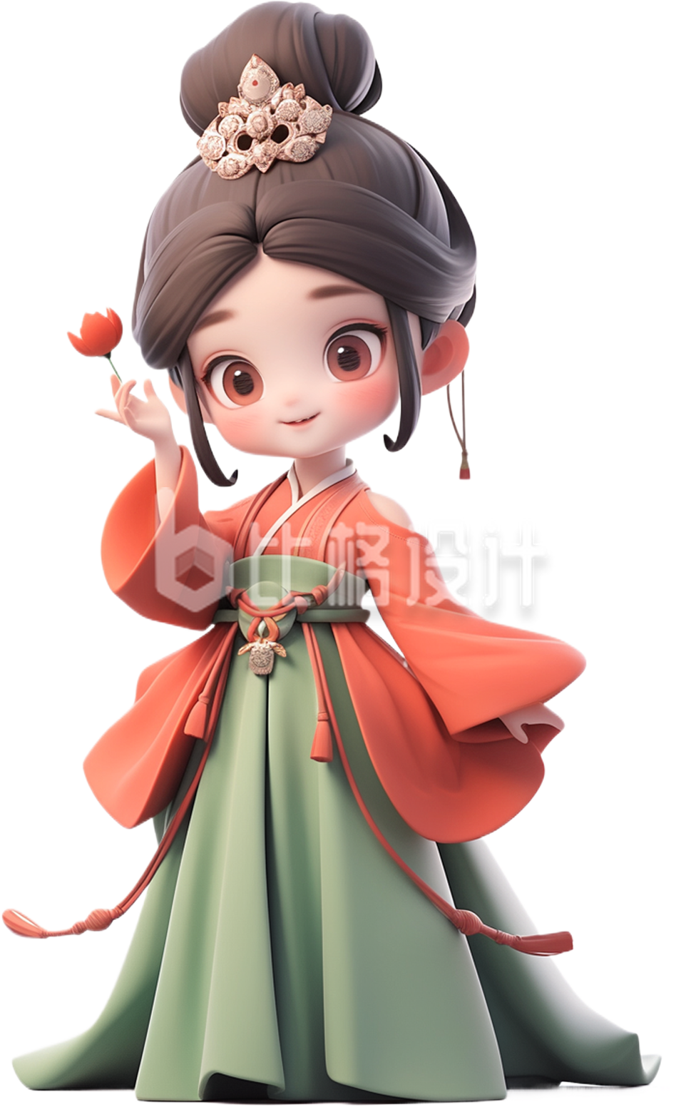 小女孩汉服鲜花