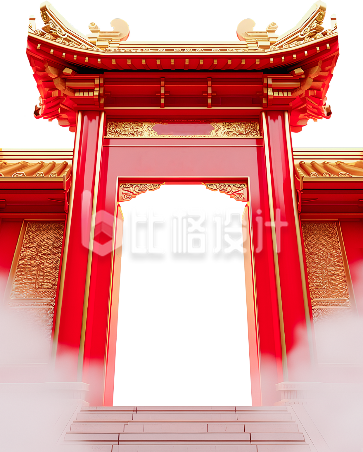 红色喜庆建筑门