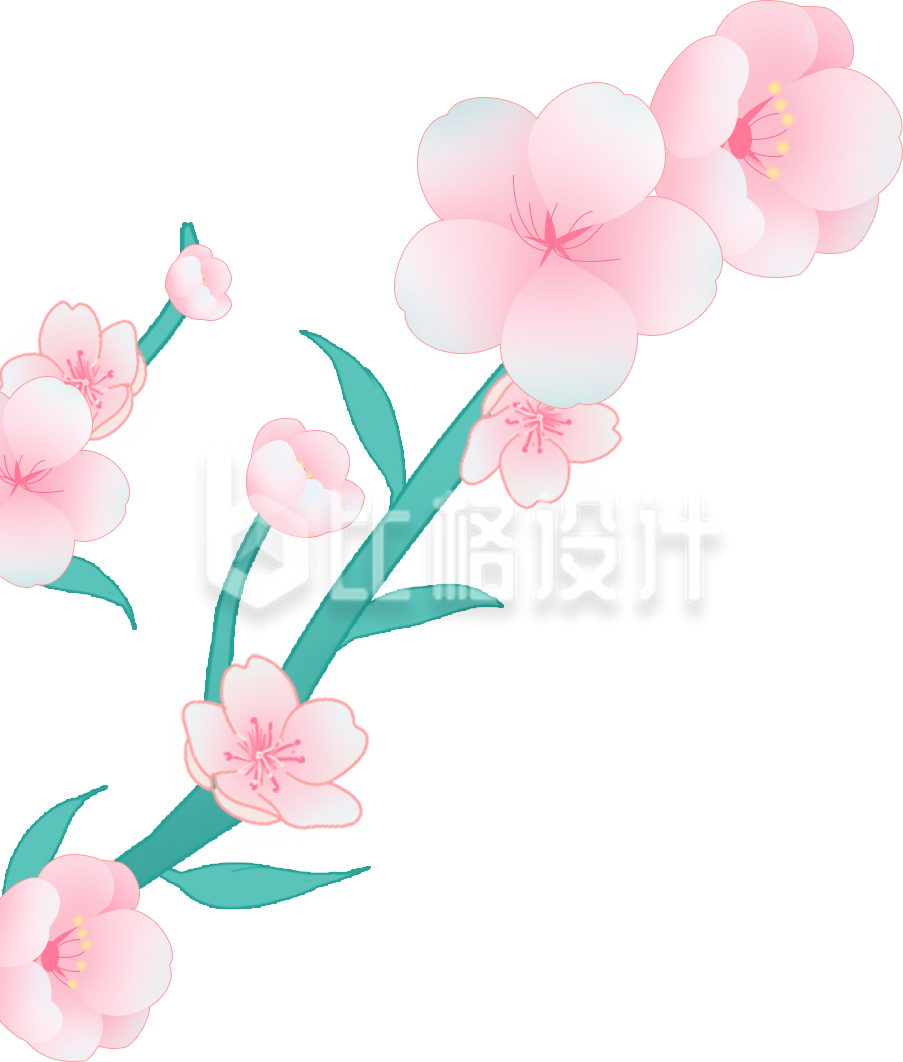 粉色小花朵插画春季