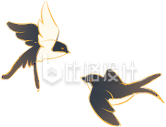 黑色燕子手绘春天