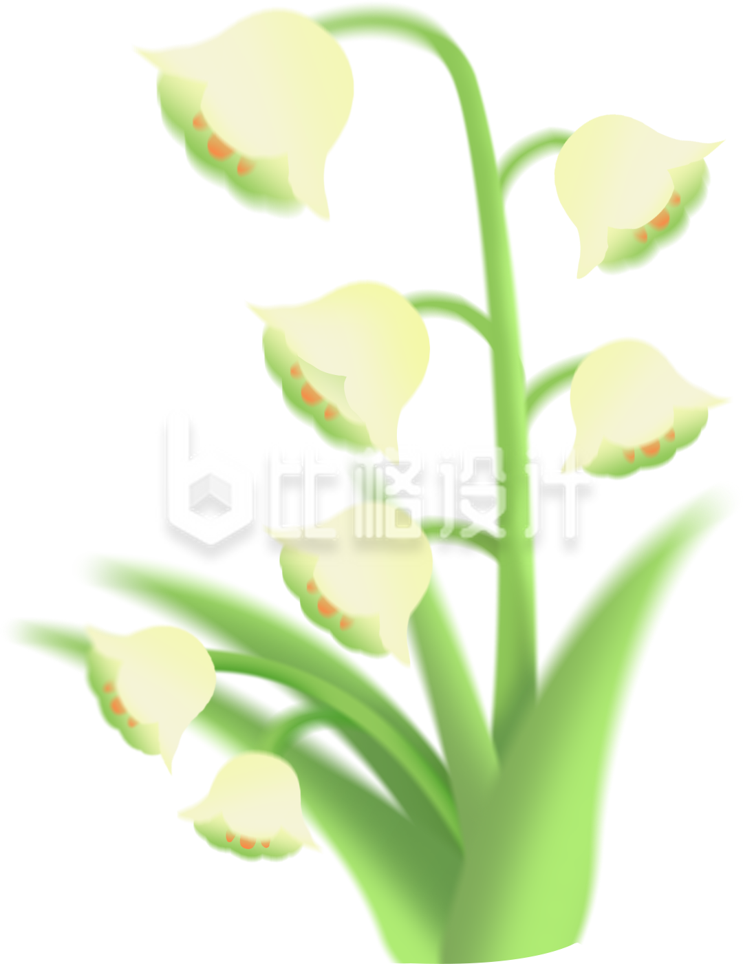绿色手绘风铃铛花插画春天