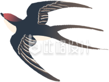 黑色燕子手绘春天