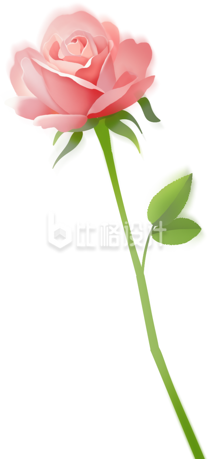 粉色手绘风玫瑰花朵情人节表白花店促销