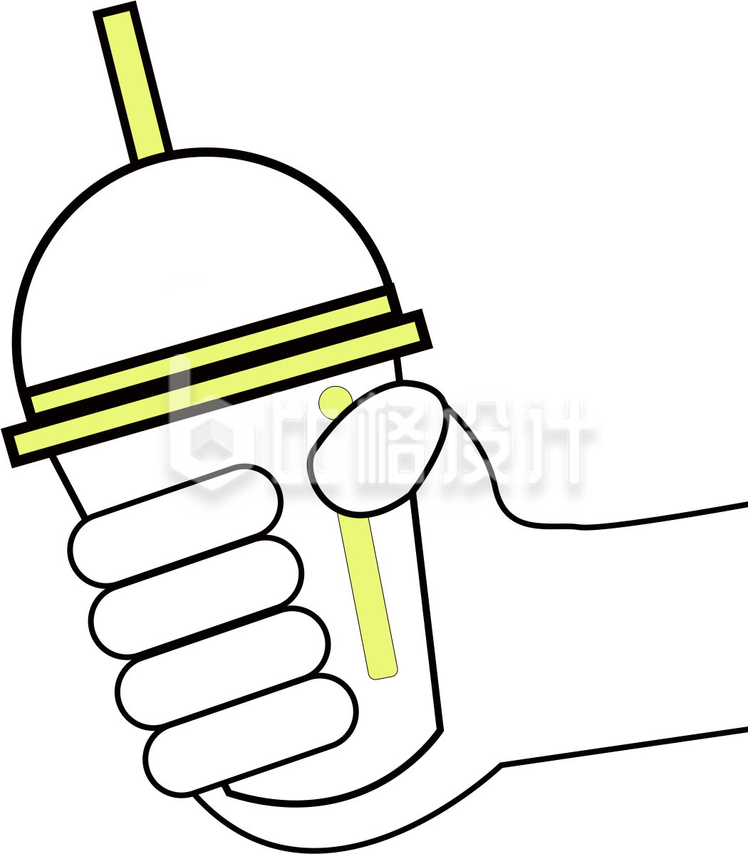 黄色扁平风手绘奶茶促销