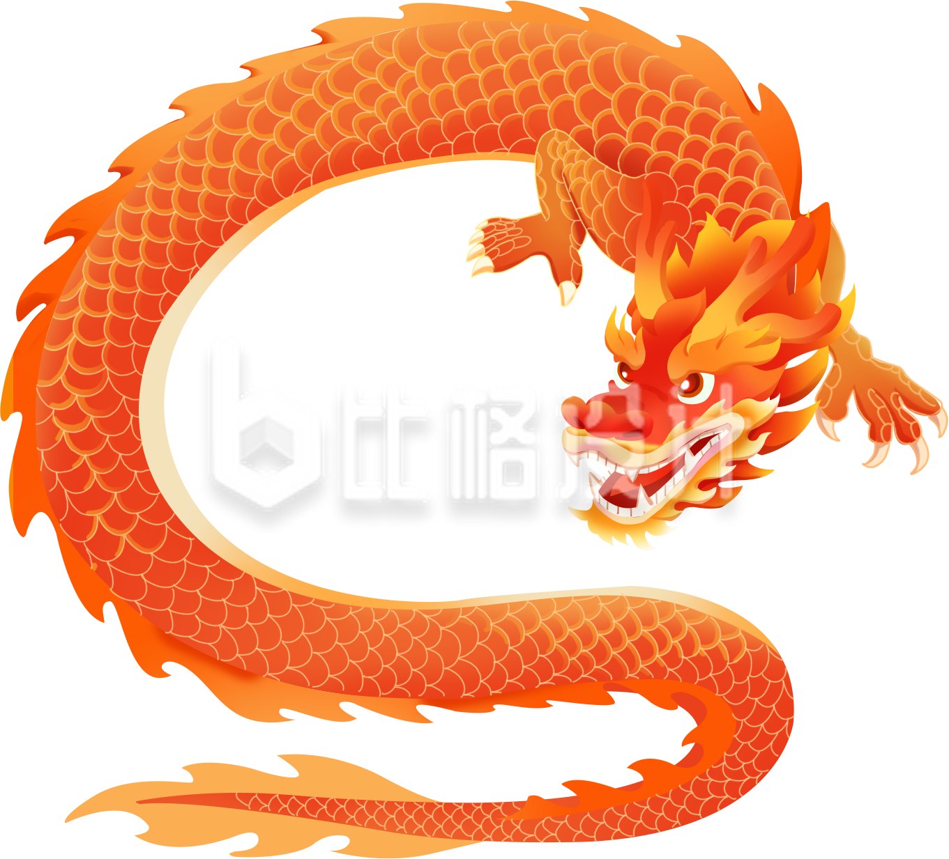橙色手绘风生肖龙插画新年龙年 橙色手绘风生肖龙插画新年龙年